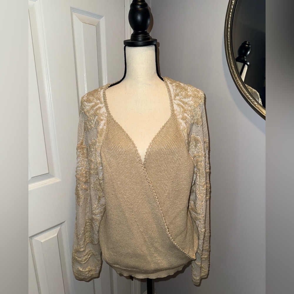 Anthropologie Lace Sleeve Sweater